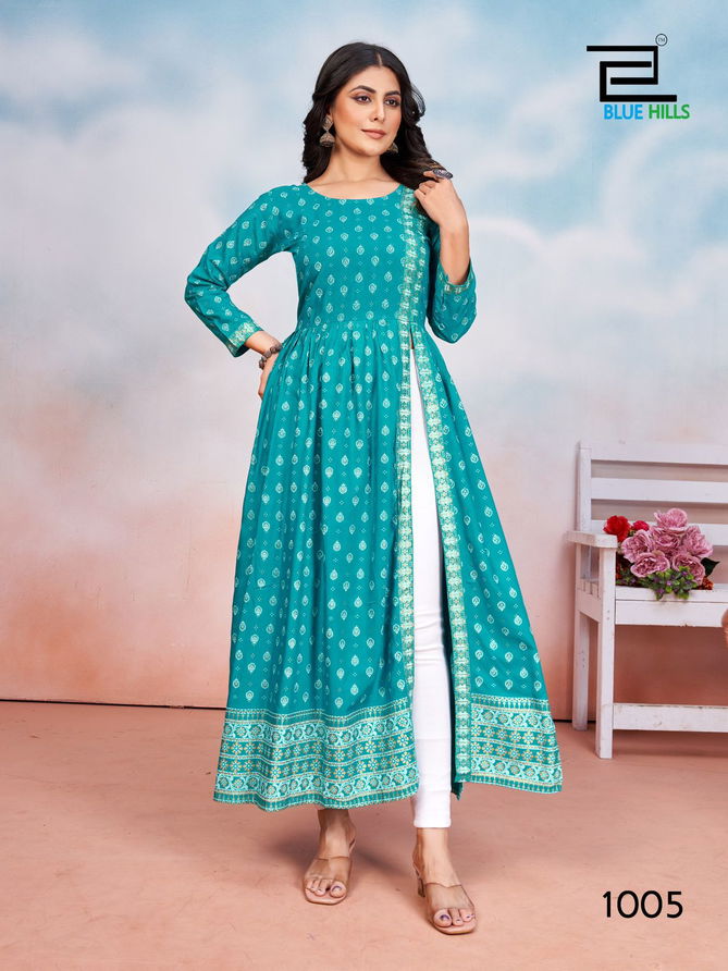 Tauba Tauba By Blue Hills Rayon Side Cut Designer Kurtis Wholesale Shop In Surat
